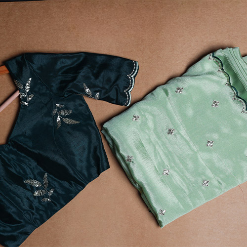 Sara -  Soft Chinnon With Embroidery and Sequence Work